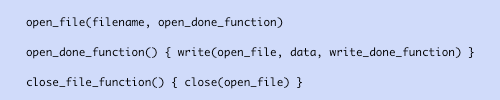 One style of non-blocking event driven pseudocode