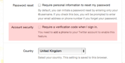 Twitter two factor authentication