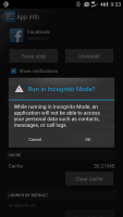 Incognito mode screenshot