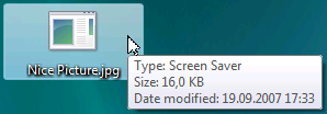 Vista's desktop shows spoofed file name