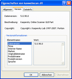 Properties dialog