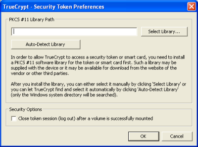 TrueCrypt uses PKCS #11 to allow security cards and tokens to work