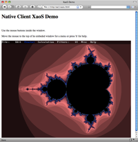 Xaos running in a browser with Google Native Client