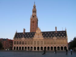 The venue for the cryptography Olympics is the Katholieke Universiteit Leuven in Belgium [--] this is its emblematic library.