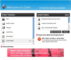 The Celtx splash screen.