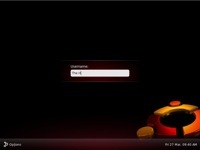 The Ubuntu 9.04 beta log in screen.