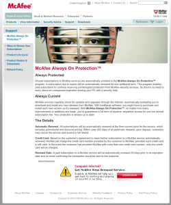 McAfee Always on page