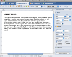 The Document tab in Lotus Symphony 1.3.