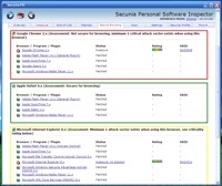 The Secunia PSI 1.5 secure browsing tab.