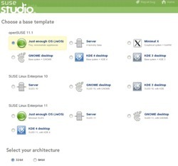 The SUSE Studio appliance creation interface.