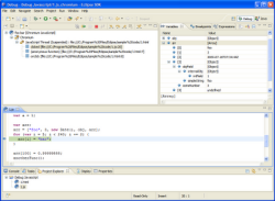 ChromeDevTools debugger stopped at a breakpoint.