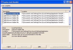 Sophos Ant-Rootkit screen shot