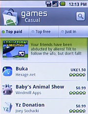 Screenshot from Android Market video