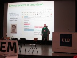 Michael Meeks presenting the new features of LibreOffice 4.0. 