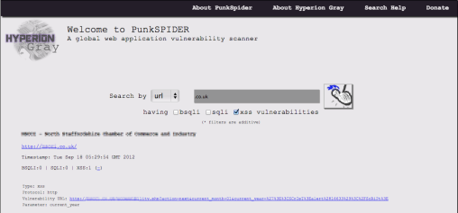 Punkspider result