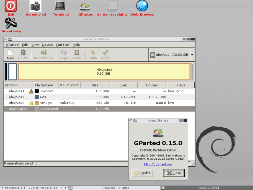 GParted Live screenshot