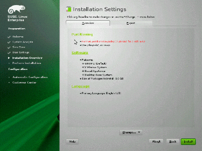 The SLE 11 installation is tidier than previous versions.