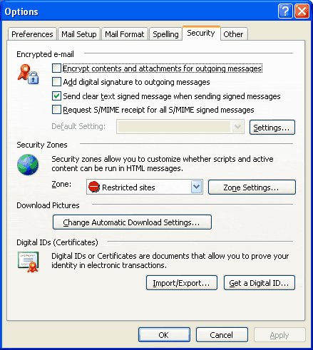 menu Tools/Options/Security