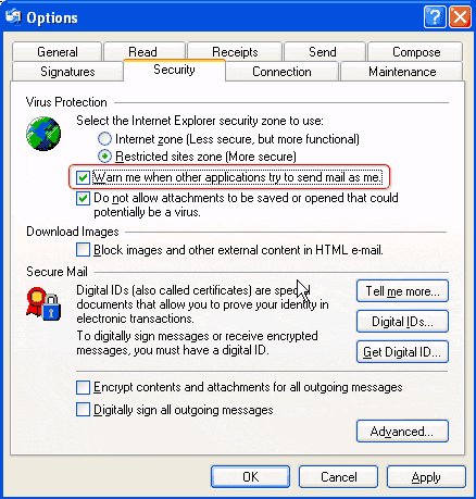menu Tools/Options/Security