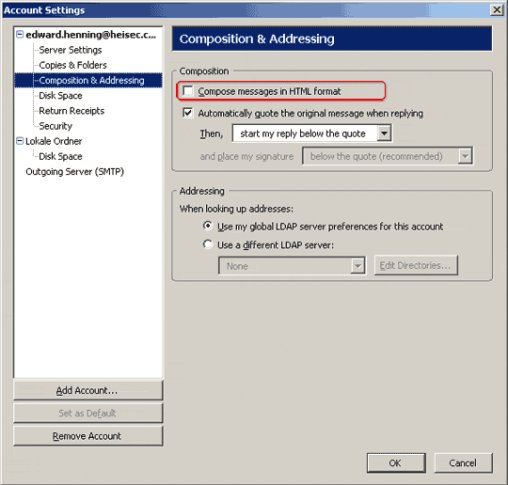 Compose messages in HTML format